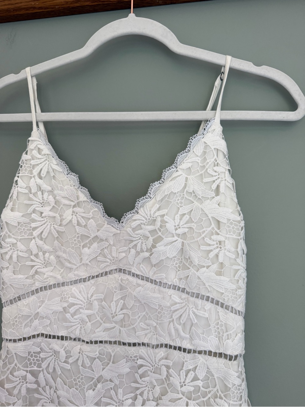 Abercrombie & Fitch White Lace V-Neck Sleeveless Mini Dress Bridal Honeymoon - Picture 6 of 17